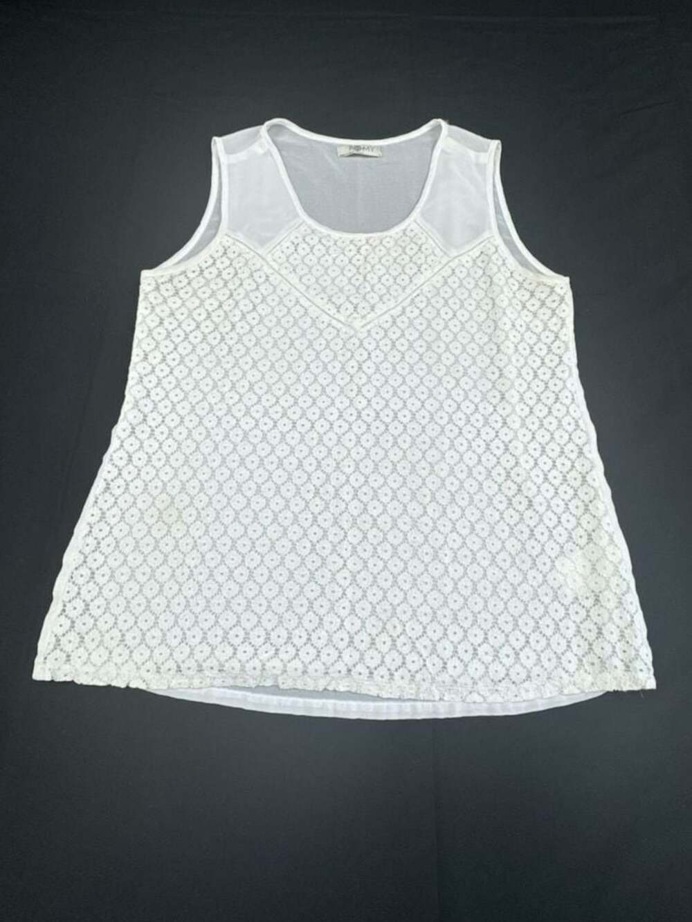 ROMY White Crochet Lace Sleeveless Tank Top Size L